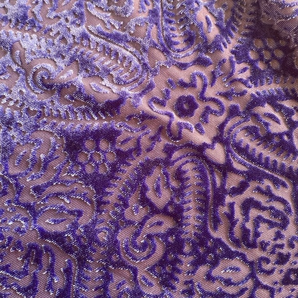 Talbots Velvet Burnout Mosaic Long Sleeve Floral Blouse Royal Blue Size LARGE - Picture 7 of 7